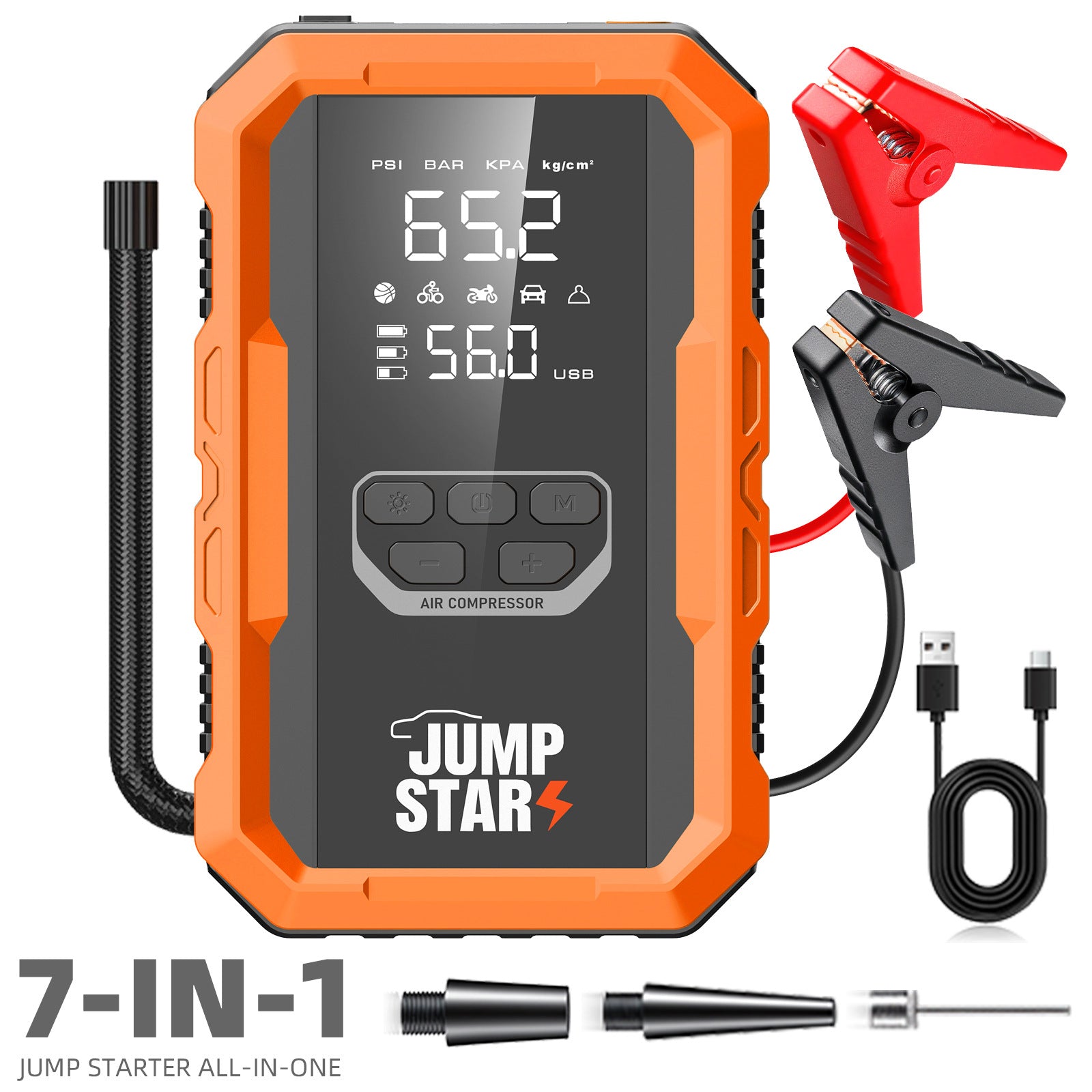 Car Jump Starter with Air Compressor and Wireless Charger